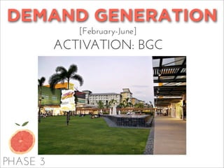 PHASE 3
DEMAND GENERATION
[February-June]
ACTIVATION: BGC
 