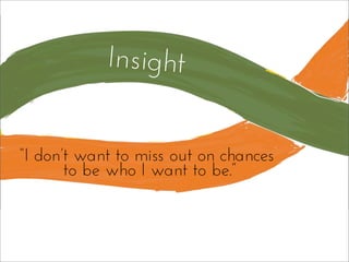 “I don’t want to miss out on chances
to be who I want to be.”
Insight
 