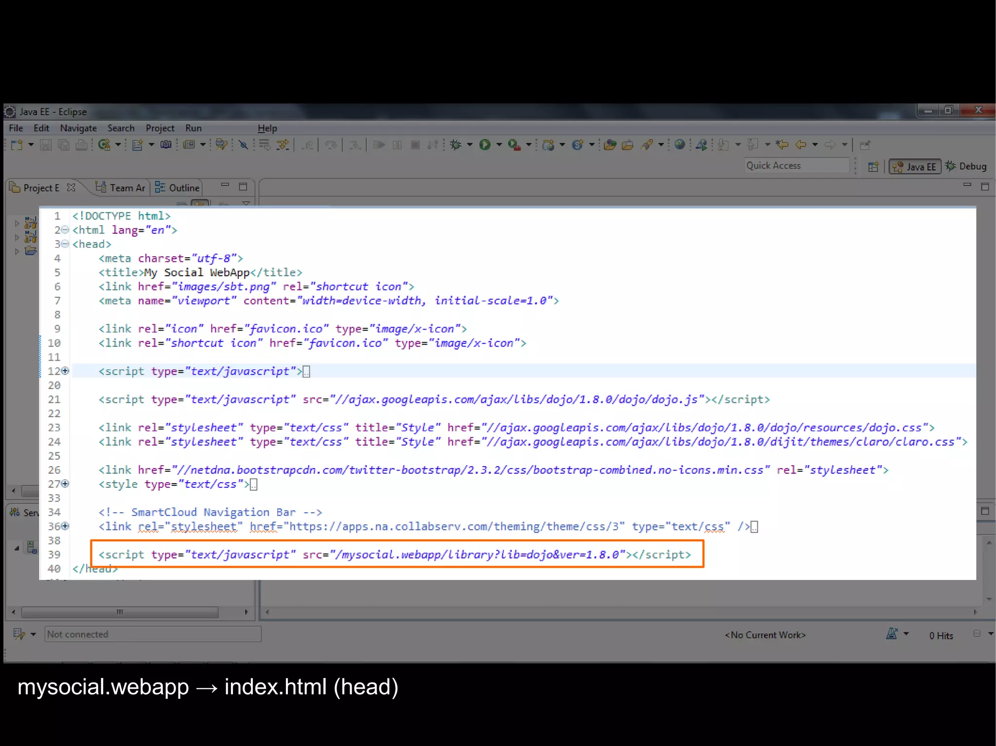 mysocial.webapp → index.html (head)
© 2013 IBM Corporation

 