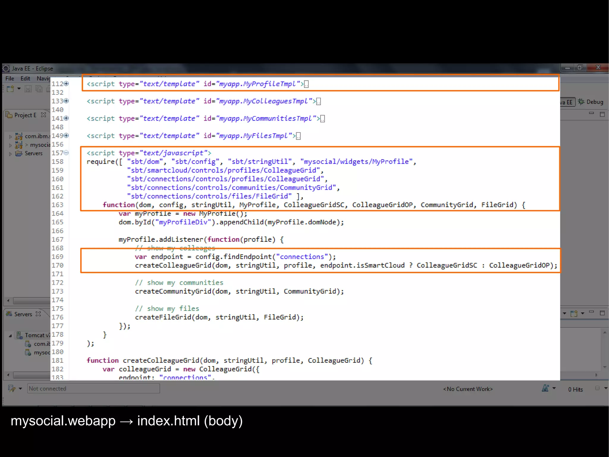 mysocial.webapp → index.html (body)
© 2013 IBM Corporation

 