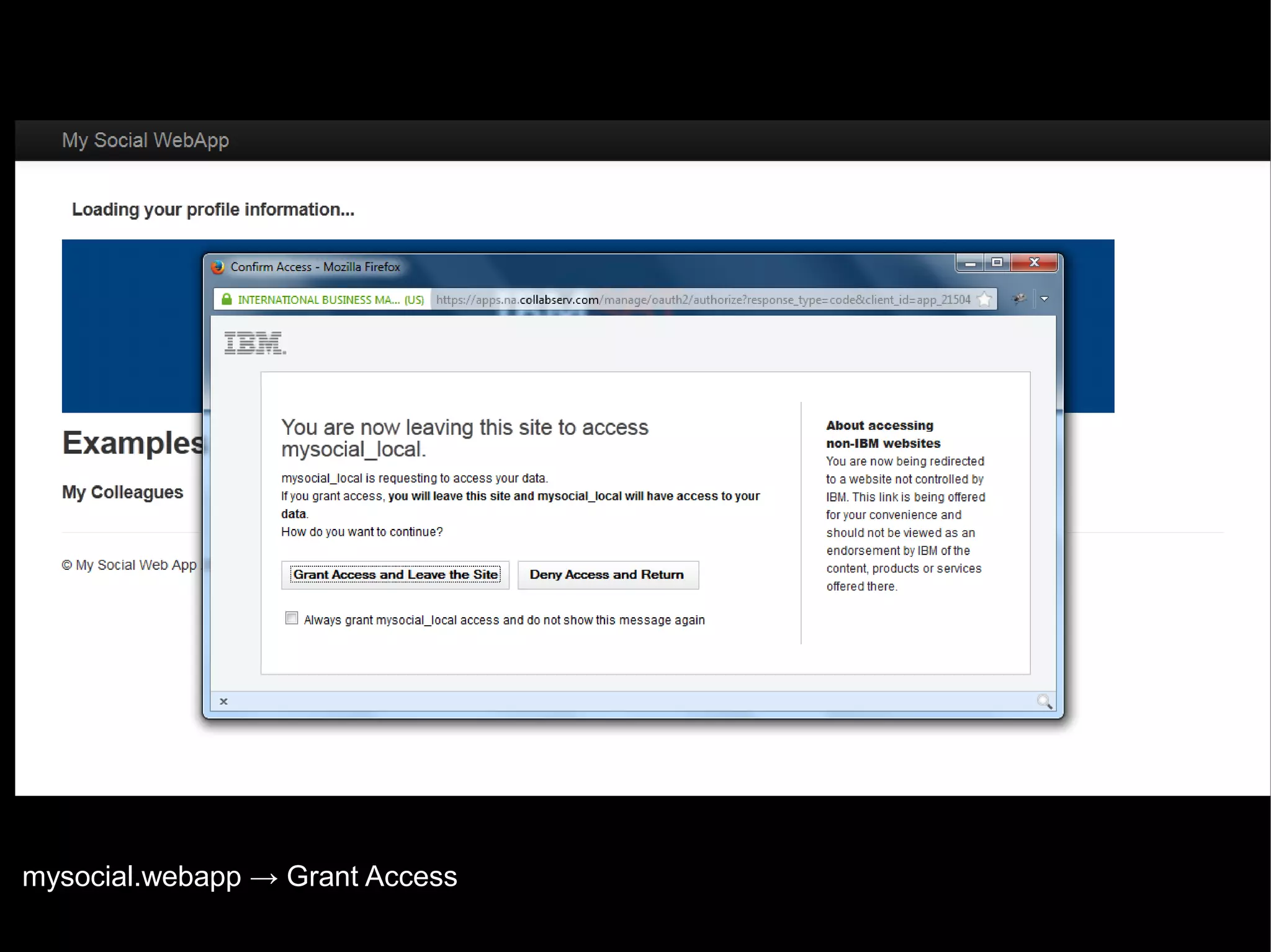 mysocial.webapp → Grant Access
© 2013 IBM Corporation

 