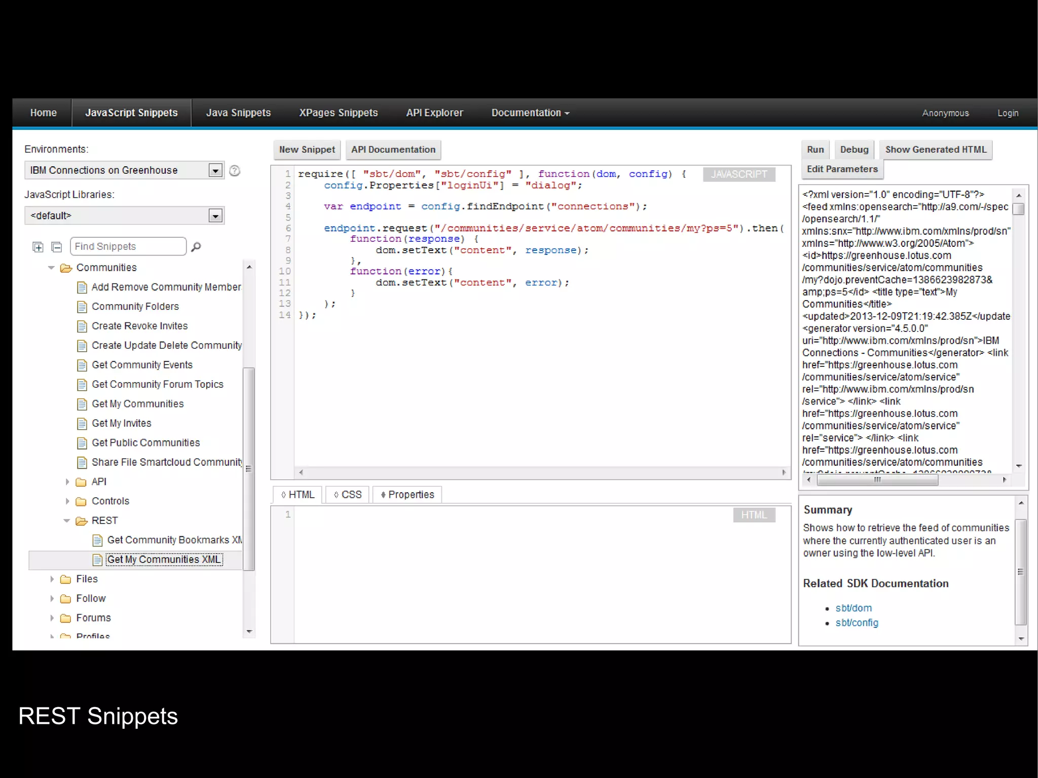 REST Snippets
© 2013 IBM Corporation

 