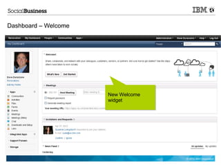Dashboard – Welcome




                      New Welcome
                      widget




                                    © 2012 IBM Corporation
 