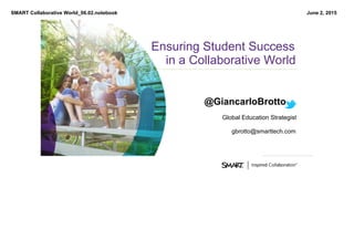 SMART Collaborative World_06.02.notebook June 2, 2015
Title
Ensuring Student Success 
in a Collaborative World
@GiancarloBrotto    
Global Education Strategist
gbrotto@smarttech.com
 