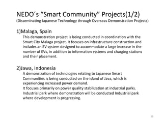 NEDO´s 
“Smart 
Community” 
Projects(1/2) 
(Dissemina:ng 
Japanese 
Technology 
through 
Overseas 
Demonstra:on 
Projects)...