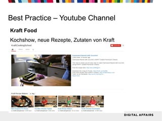 Best Practice – Youtube Channel
Kraft Food
Kochshow, neue Rezepte, Zutaten von Kraft

 