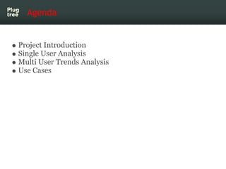Agenda


Project Introduction
Single User Analysis
Multi User Trends Analysis
Use Cases
 