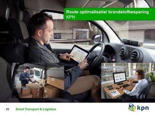 Route optimalisatie/ brandstofbesparing 
KPN 
23 TSitmela vrat nd edvei cperess teon tsamtiea rt systems Classificatie 
Smart Transport & Logistics 
 
