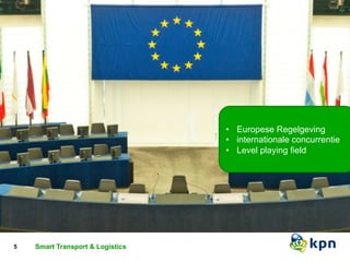 5 TSitmela vrat nd edvei cperess teon tsamtiea rt systems Classificatie 
• Europese Regelgeving 
• internationale concurrentie 
• Level playing field 
Smart Transport & Logistics 
 