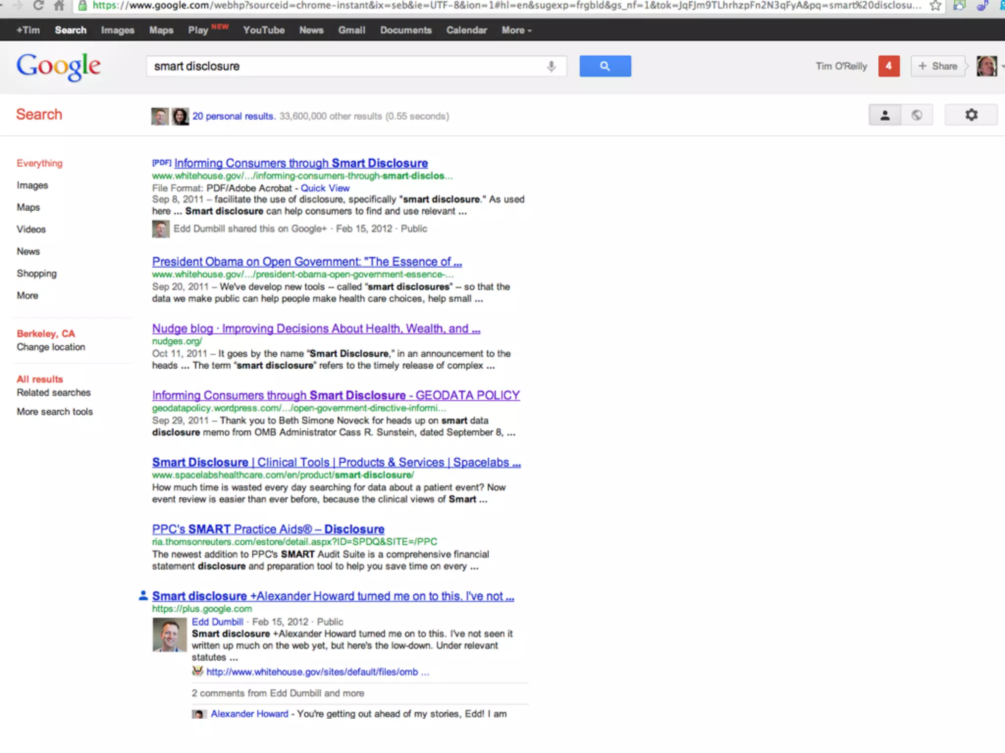  image of google search for “Smart Disclosure”
 if good ads here, this could work for both search
  quality and ad stuff
 