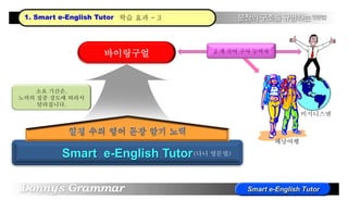 1. Smart e-English Tutor 학습 효과 - 3
Smart e-English Tutor
2 개 국어 구사 능력자
소요 기간은,
노력의 집중 강도에 따라서
달라집니다.
(다니 영문법)
바이링구얼
배낭여행
비지니스맨
 