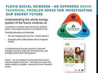 FLEXIS SOCIAL SCIENCES –AN EXPANDED SOCIO-
TECHNICAL PROBLEM SPACE FOR INVESTIGATING
OUR ENERGY FUTURE
Understanding the w...