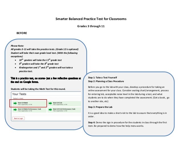 Smarter balanced practice test for classrooms