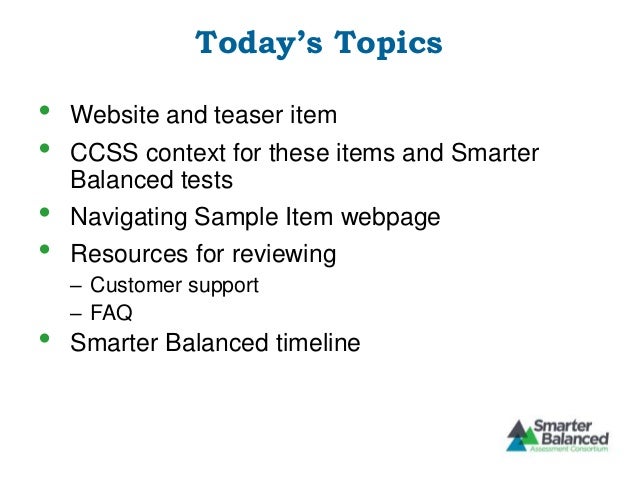 Smarter Balanced Sampleitems webinar smarter balanced sampleitems webinar
