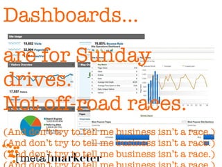 Dashboards... are for Sunday drives. Not off-road races. (And don’t try to tell me business isn’t a race.) (And don’t try to tell me business isn’t a race.) (And don’t try to tell me business isn’t a race.) (And don’t try to tell me business isn’t a race.) (And don’t try to tell me business isn’t a race.) (And don’t try to tell me business isn’t a race.) 
