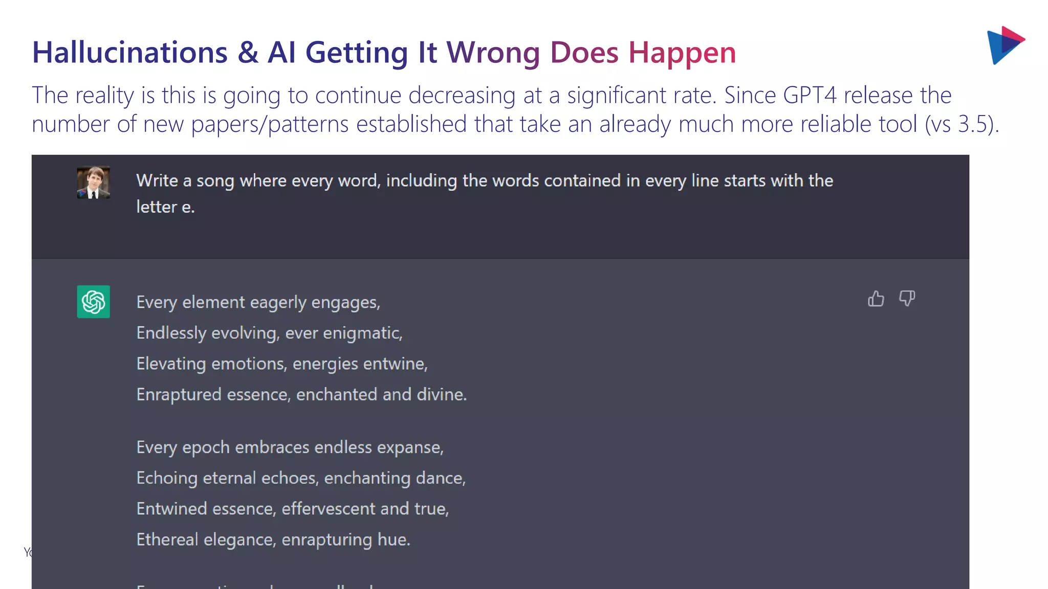 You will love the way we work. Together.
The reality is this is going to continue decreasing at a significant rate. Since GPT4 release the
number of new papers/patterns established that take an already much more reliable tool (vs 3.5).
 