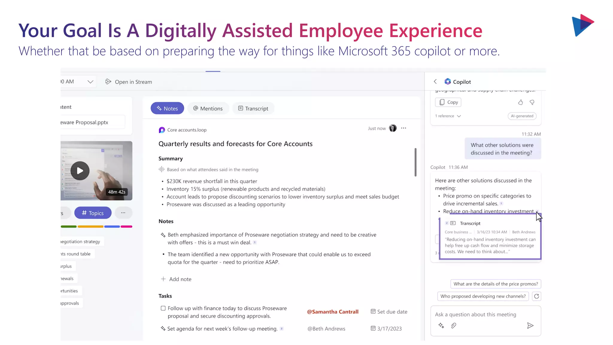 Whether that be based on preparing the way for things like Microsoft 365 copilot or more.
 