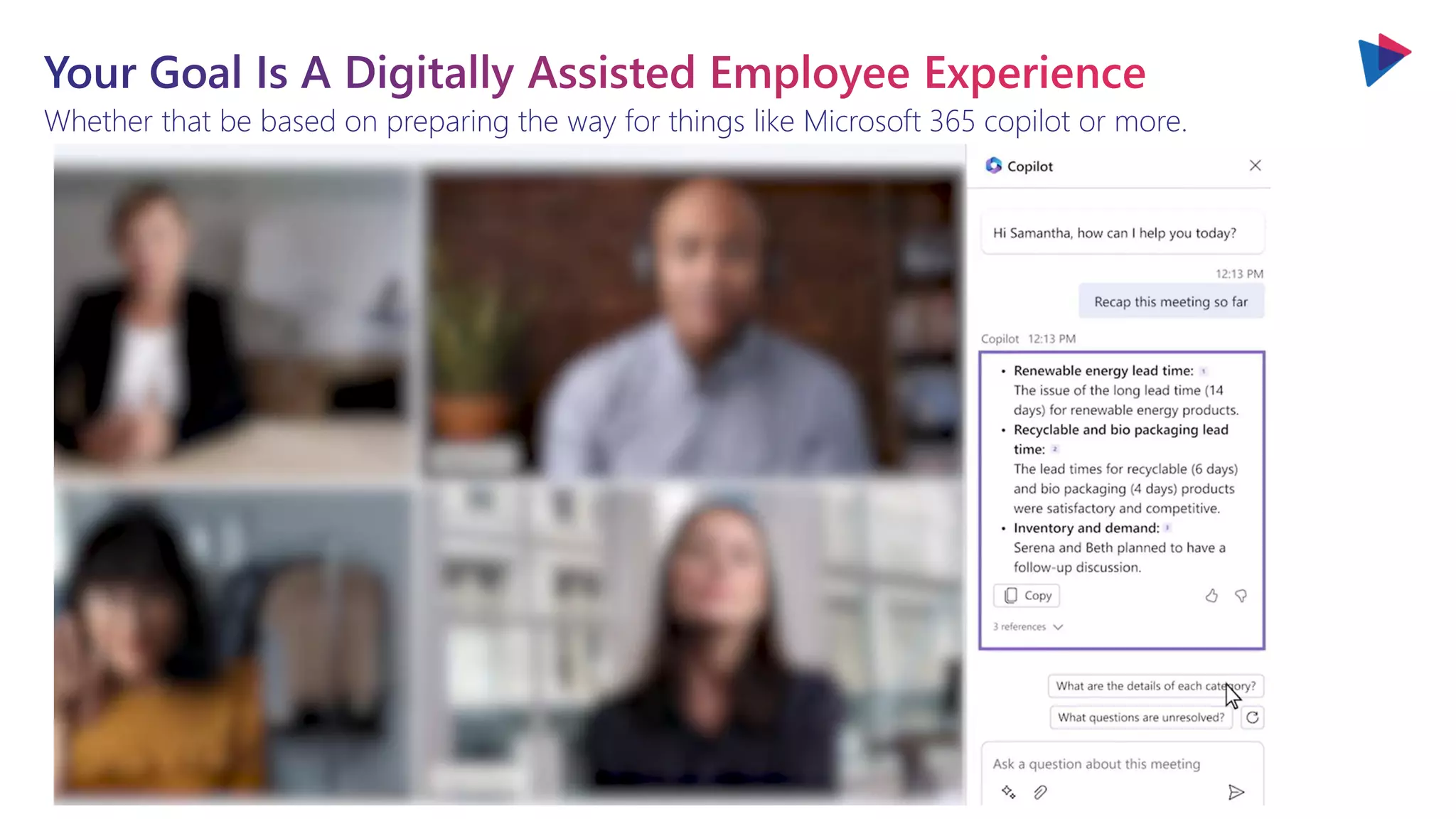 Whether that be based on preparing the way for things like Microsoft 365 copilot or more.
 