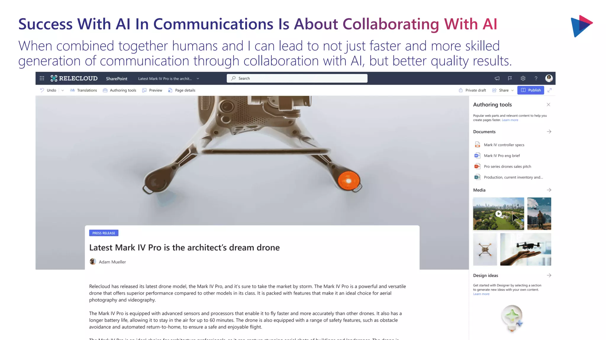 When combined together humans and I can lead to not just faster and more skilled
generation of communication through collaboration with AI, but better quality results.
 
