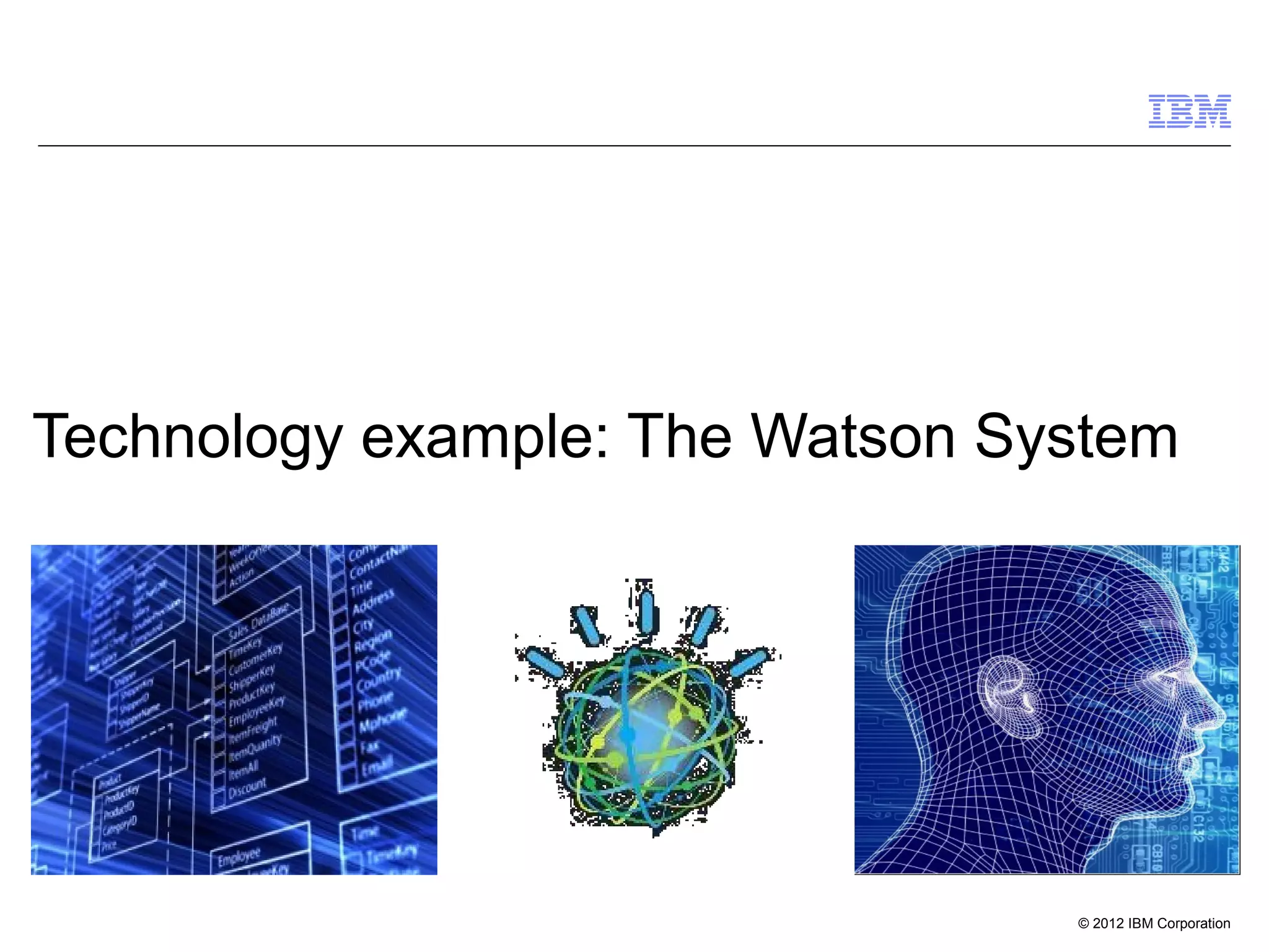 © 2012 IBM Corporation
Technology example: The Watson System
 