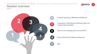 IBM Agile Engineering Summit 18: IBM Rational Publishing Engine and DNG ...