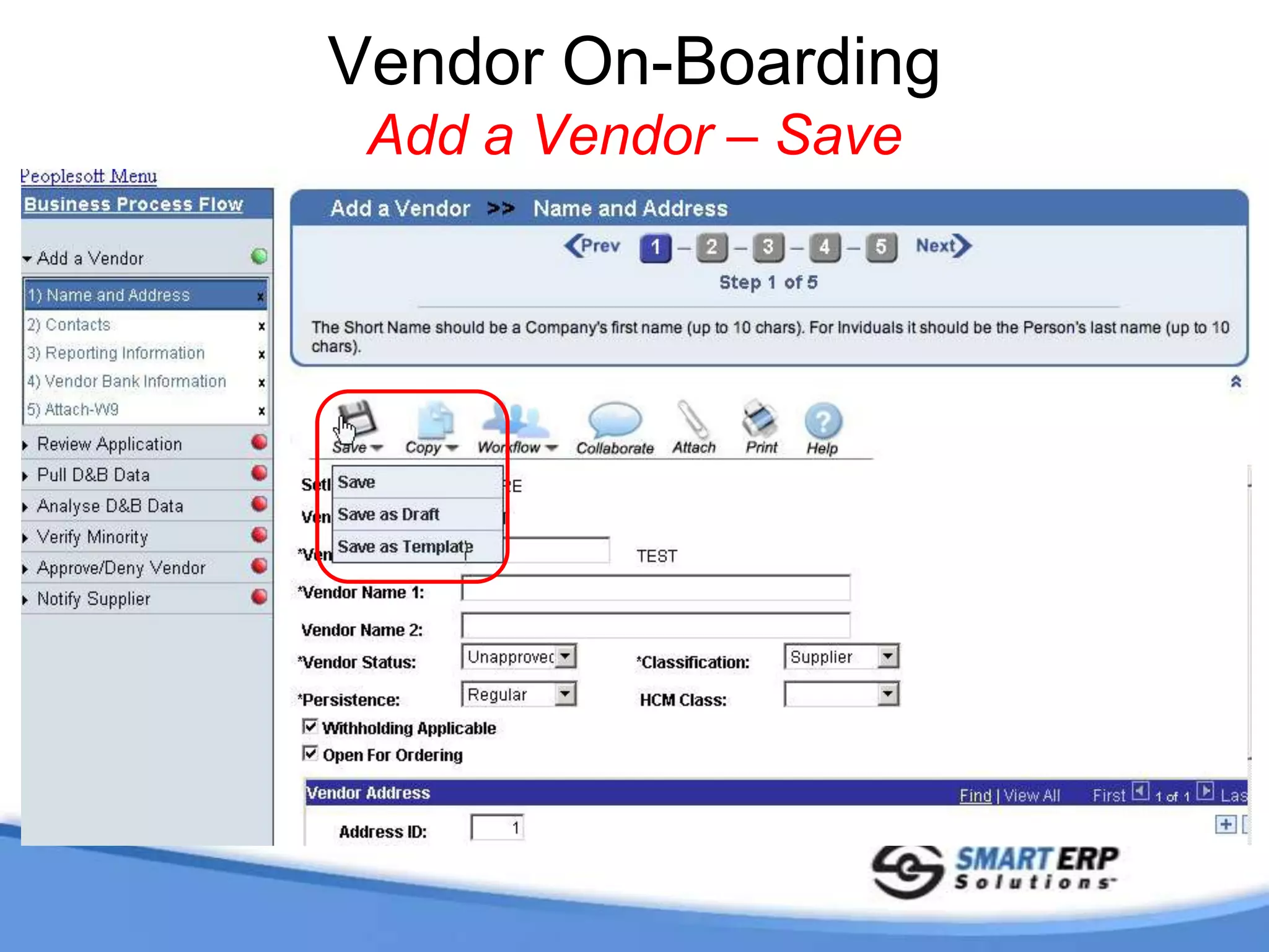 Smart Vendor On-BoardingAdd a Vendor