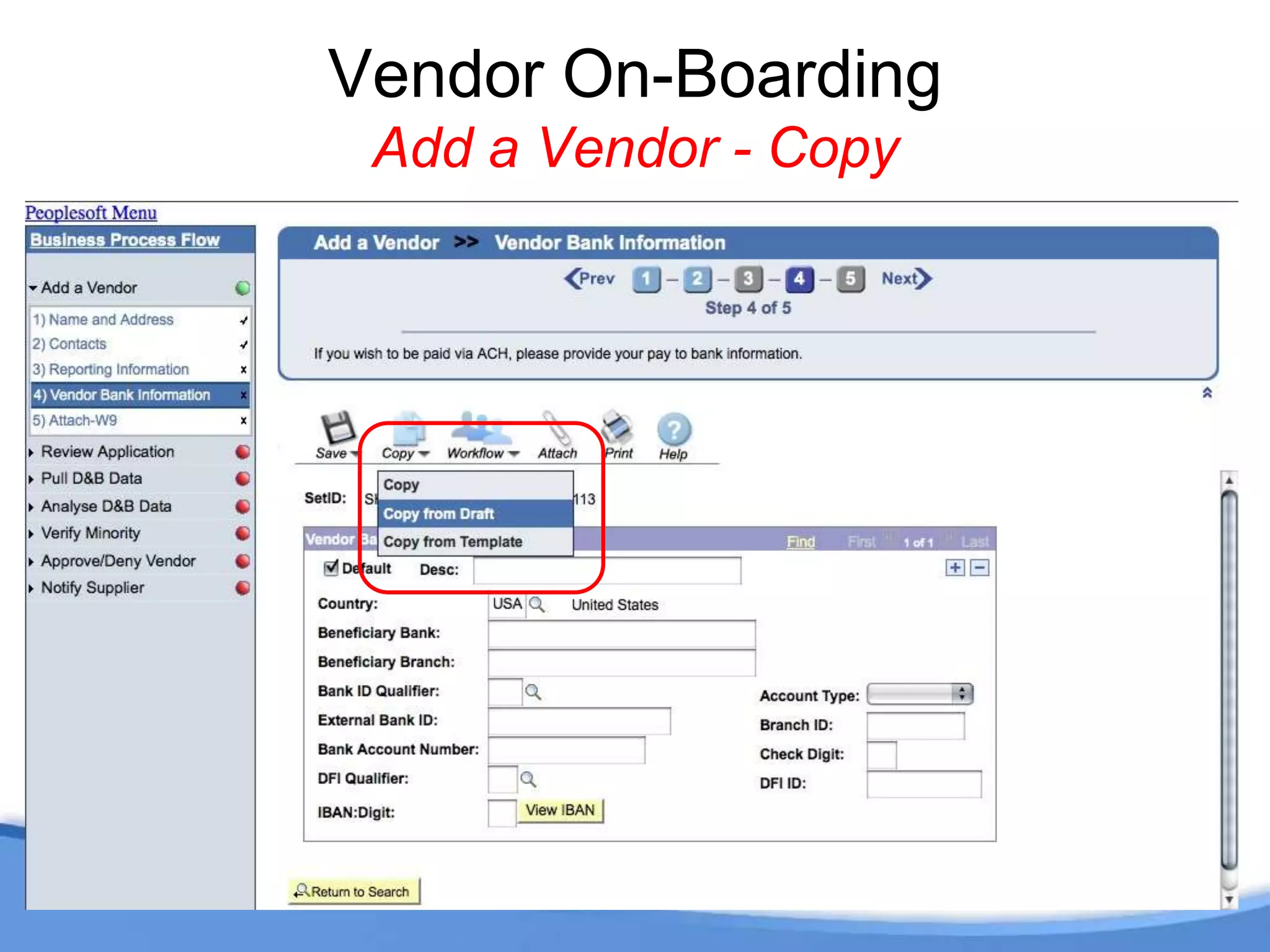 Vendor On-Boarding Add a Vendor - Standard Product