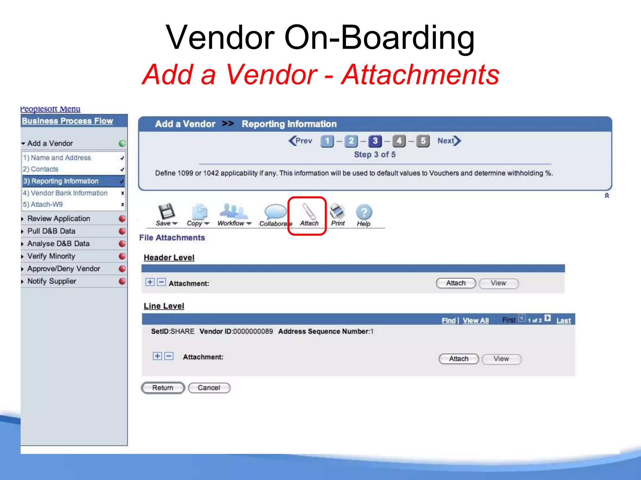 Vendor On-Boarding Add a Vendor – Save 
