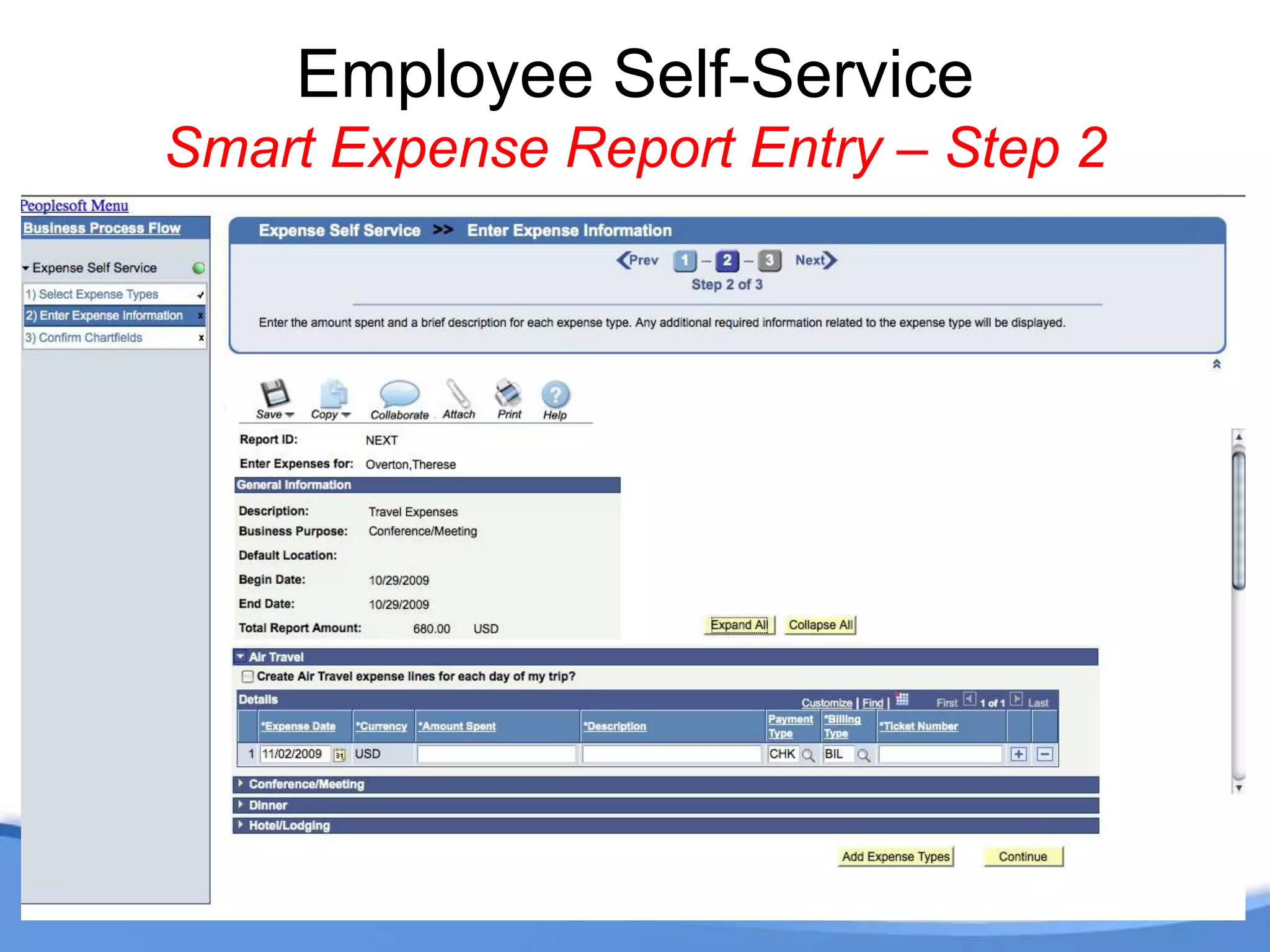Smart Expense Report Entry