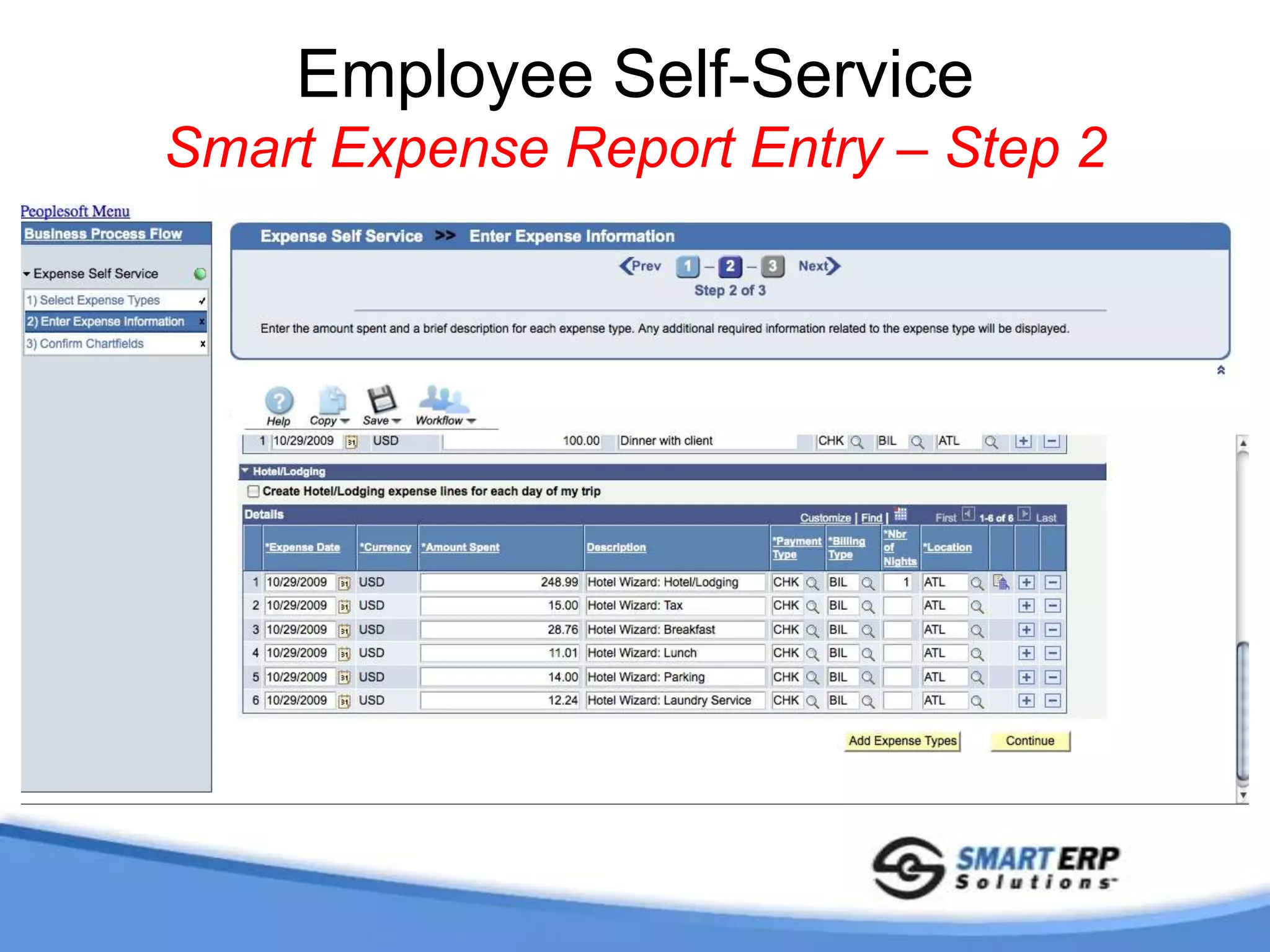 Employee Self-Service Expense Report Entry – Standard Product