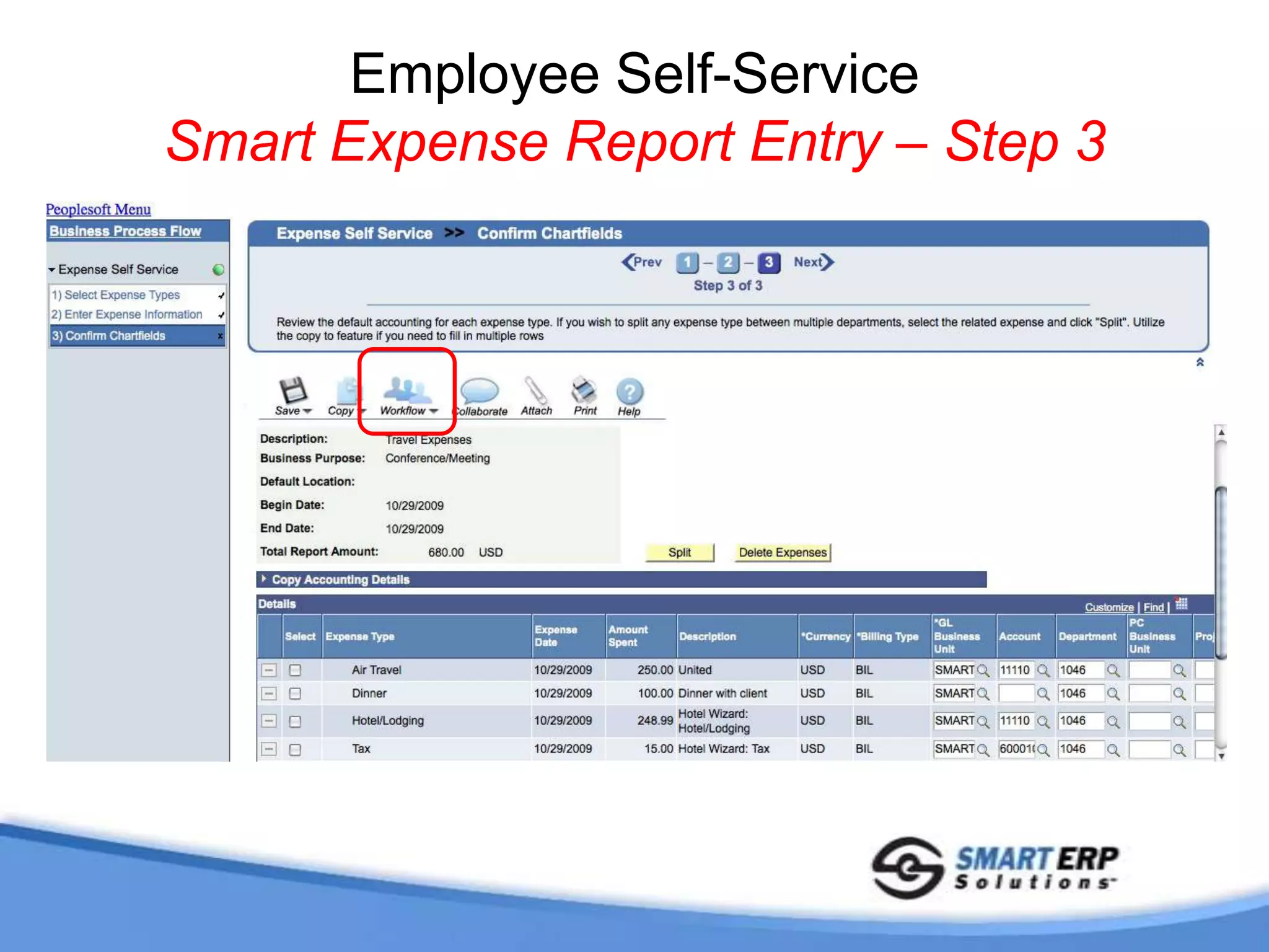 Employee Self-Service Smart Expense Report Entry – Step 1
