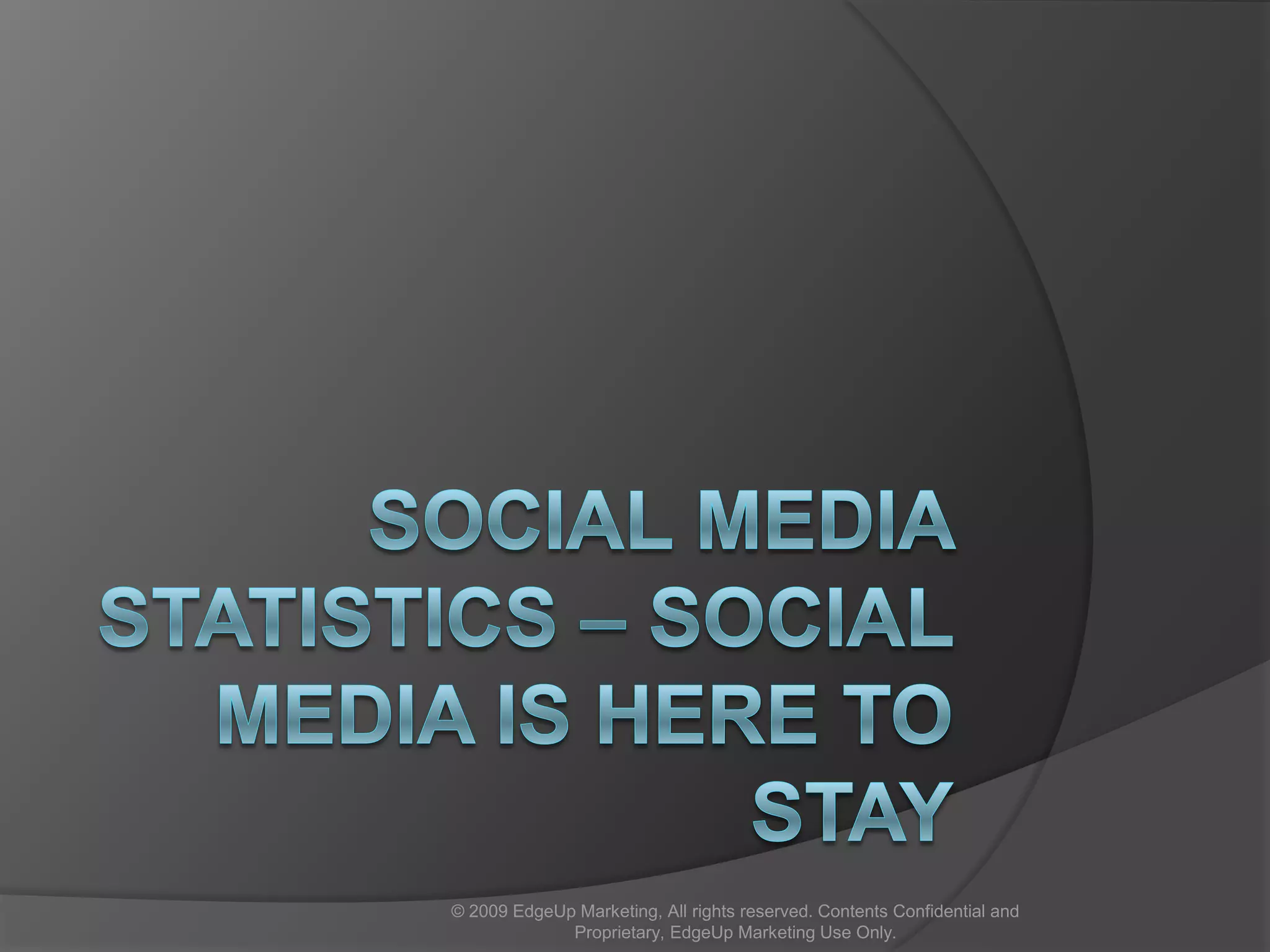 Currently Practiced Forms of Word of MouthSocial media: blogs and podcasts  (45%)Social networks (42%)Buzz/Guerrilla Marketing (25%)Influencer Programs - 23%Brand Experience Initiatives (21%)Viral Ads (18%)Brand Communities (16%)Source: Agent Wildfire Research 2008Brand/Customer Community-building WOM Social Media Production/Outreach WOM (i.e. blogs, podcasts)Social Network Production/Outreach WOMViral Marketing/Advertising WOM© 2009 EdgeUp Marketing, All rights reserved. Contents Confidential and Proprietary, EdgeUp Marketing Use Only.