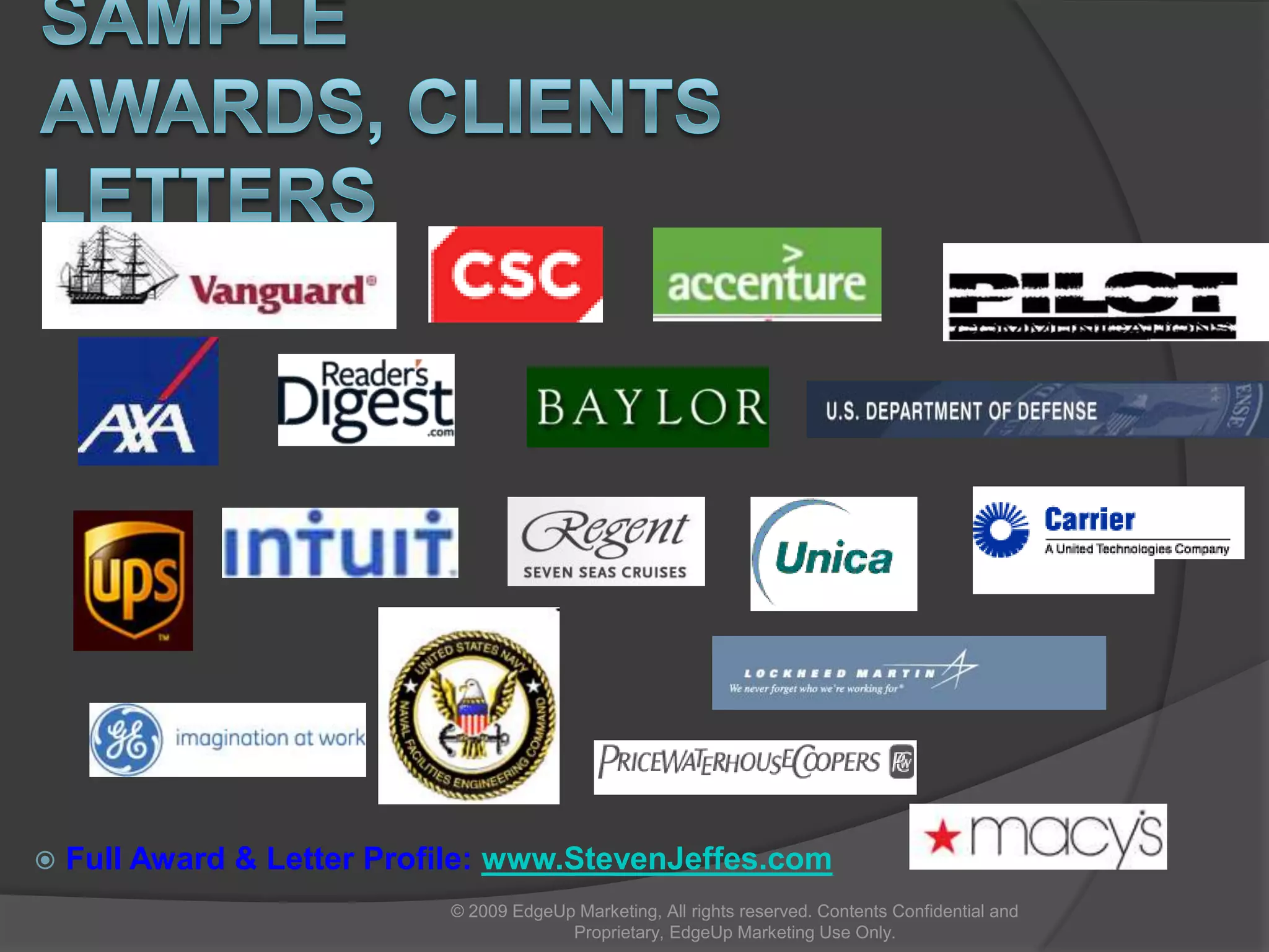 Social Media Analytic Platform – Tech.. Current StateOf Social Media© 2009 EdgeUp Marketing, All rights reserved. Contents Confidential and Proprietary, EdgeUp Marketing Use Only.Business CaseJustifying Program InvestmentFuture StateOf Social MediaSpecific Projects to AchieveFuture SMARTE State