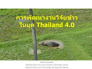 การพัฒนางานวิจัยข้าว
ในยุค Thailand 4.0
พิสุทธิ์ ไพบูลย์รัตน์
National Electronics and Computer Technology Center
National Science and Technology Development Agency
 