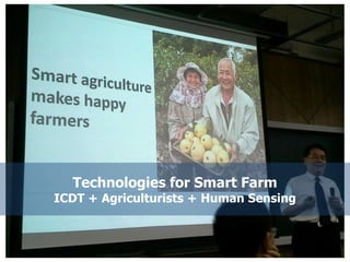 Technologies for Smart Farm
ICDT + Agriculturists + Human Sensing
 