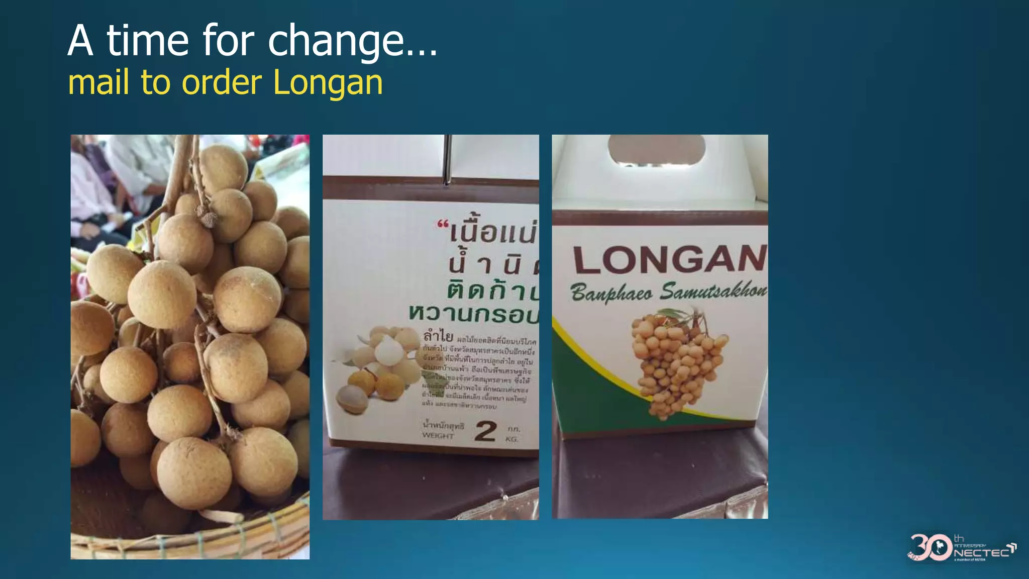 A time for change…
mail to order Longan
 
