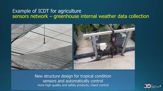 sensors network – greenhouse internal weather data collection
New structure design for tropical condition
sensors and automatically control
more high quality and safety products, insect control