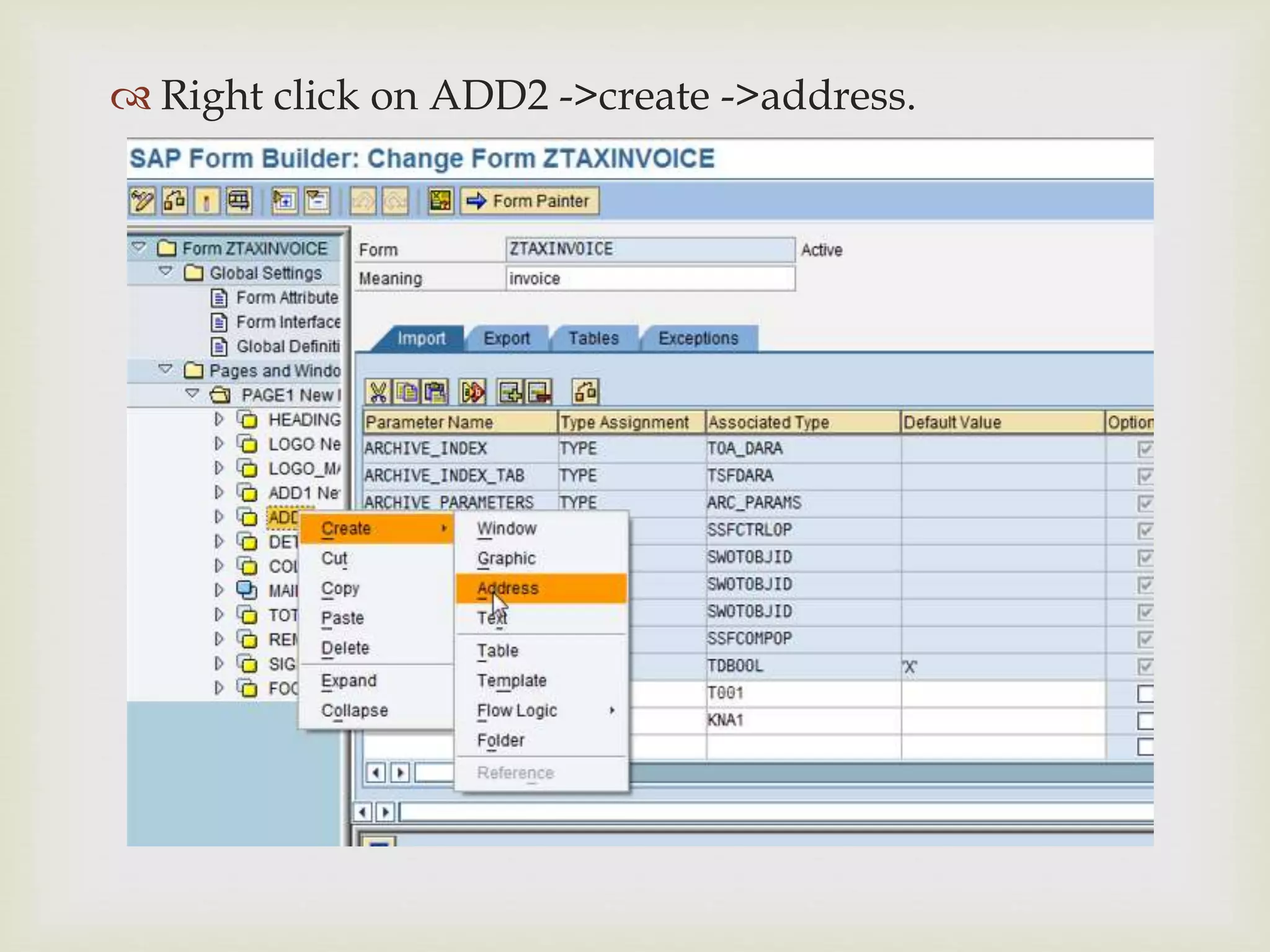 
 Right click on ADD2 ->create ->address.
 