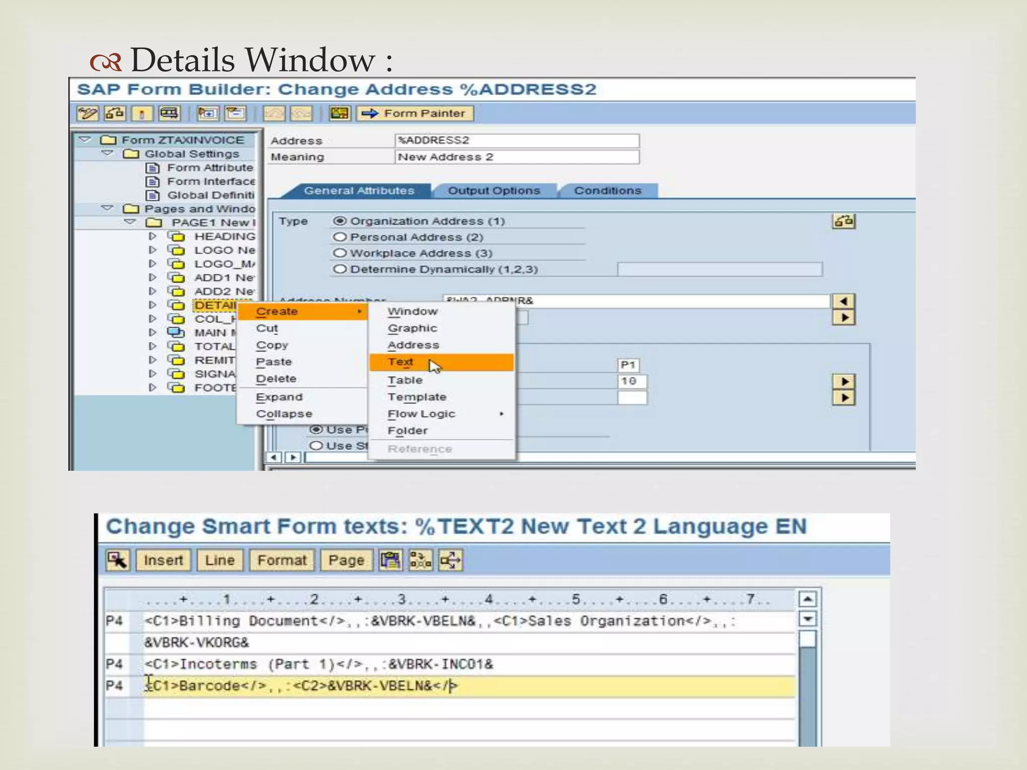 
 Details Window :
 