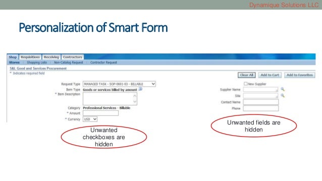 Smart forms and information templates in Oracle iProcurement