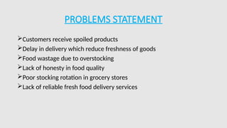 Problem Statement Visuals For Grocery SMARTFRESH GROCERY DELIVERY.formed in or | PPTX