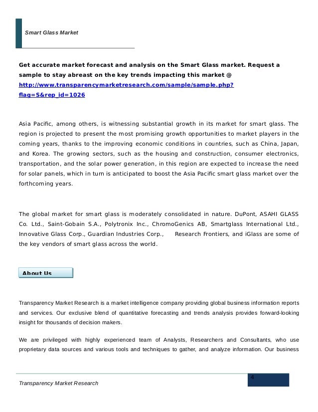 Smart Glass Market Driven by Rapidly Growing Chemical Industry, Growth