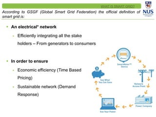 CLEINT
LOGO
According to GSGF (Global Smart Grid Federation) the official definition of
smart grid is:
 An electrical* ne...