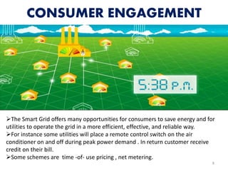 CONSUMER ENGAGEMENT
8
The Smart Grid offers many opportunities for consumers to save energy and for
utilities to operate ...