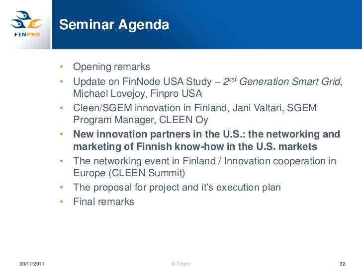 Smart grid 30 november 2011 seminar Michael Lovejoy Finpro Smart grid 30 november 2011 seminar Michael Lovejoy Finpro