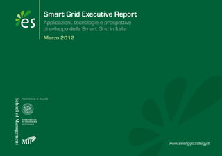 Smart Grid Executive Report
Applicazioni, tecnologie e prospettive
di sviluppo delle Smart Grid in Italia
Marzo 2012




                                         www.energystrategy.it
 