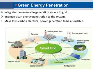  Integrate the renewable generation source to grid.
 Improve clean energy penetration to the system.
• Make low- carbon ...