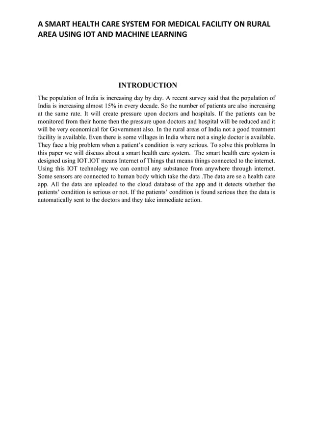Smart health care System Using IOT and Machine learning | PDF
