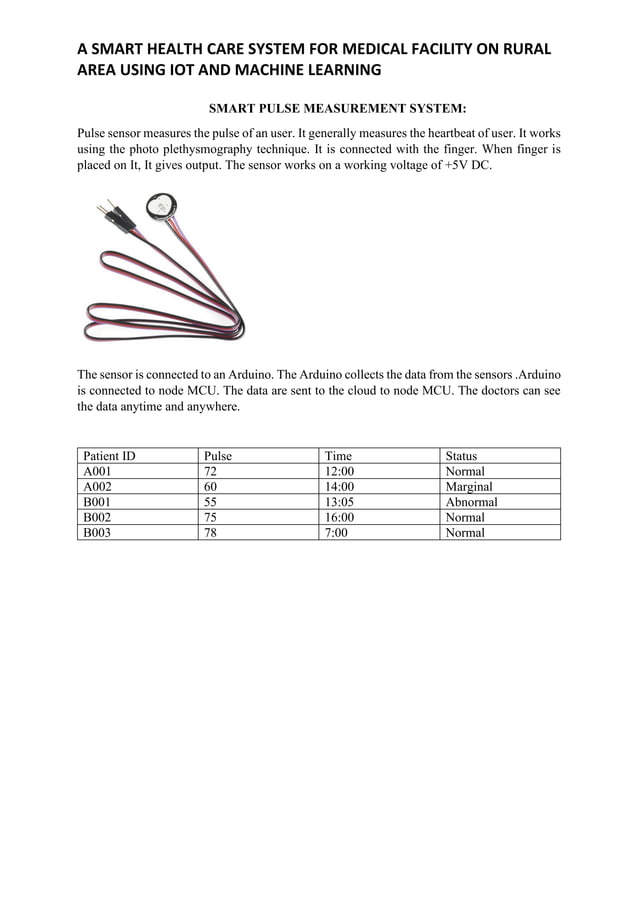 Smart health care System Using IOT and Machine learning | PDF