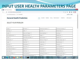 INPUT USER HEALTH PARAMETERS PAGE
 